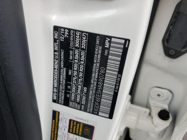 4JGDF6EE5HA890780 - 2017 MERCEDES-BENZ GLS 450 4MATIC WHITE photo 13