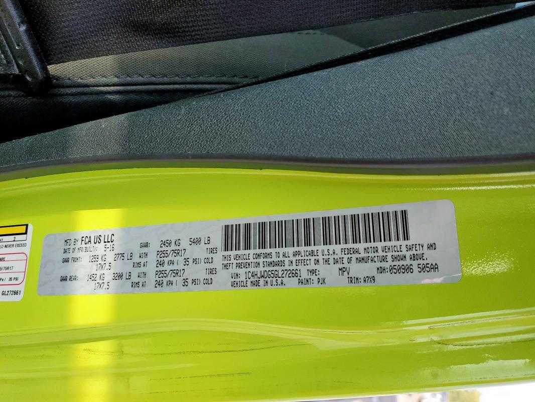 1C4HJWDG5GL272661 - 2016 JEEP WRANGLER U SPORT Yeşil fotoğraf 13