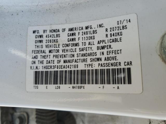 1HGCR3F80EA042169 - 2014 HONDA ACCORD EXL أبيض صورة 12