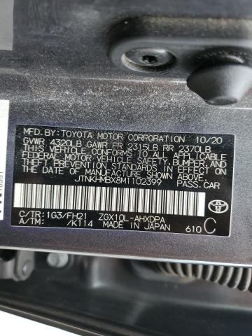 JTNKHMBX8M1102399 - 2021 TOYOTA C-HR XLE GRAY photo 12