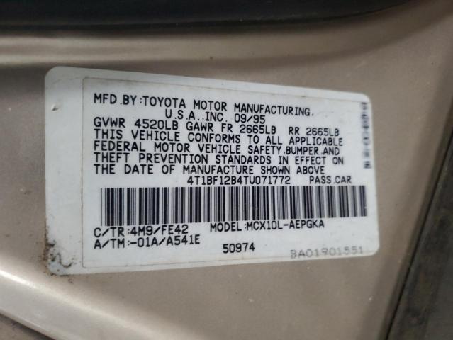 4T1BF12B4TU071772 - 1996 TOYOTA AVALON XL GOLD photo 12