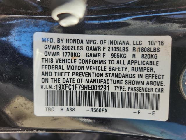 19XFC1F79HE001291 - 2017 HONDA CIVIC EXL PURPLE photo 12