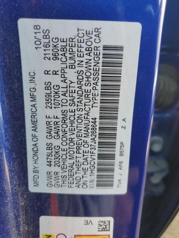 1HGCV1F37JA268644 - 2018 HONDA ACCORD SPORT BLUE photo 13