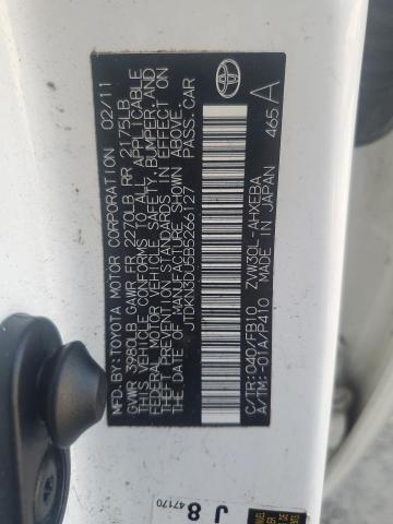 JTDKN3DU5B5266127 - 2011 TOYOTA PRIUS 白色 照片 12