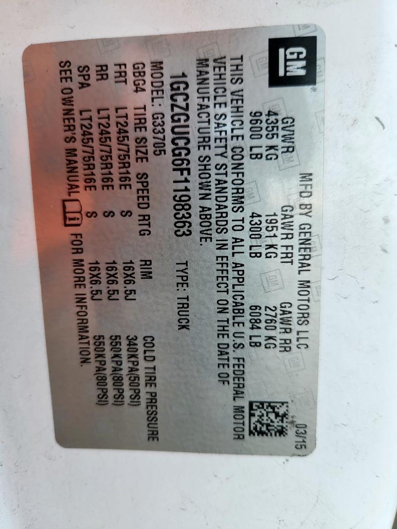 1GCZGUCG6F1198363 - 2015 CHEVROLET EXPRESS G3 თეთრი ფოტო 13