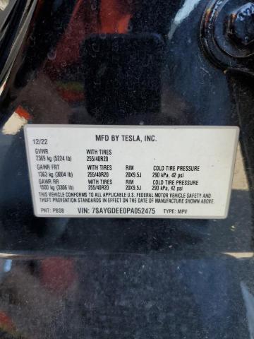7SAYGDEE0PA052475 - 2023 TESLA MODEL Y Negro foto 12