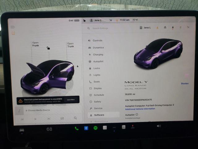 7SAYGDEE0PA052475 - 2023 TESLA MODEL Y Negro foto 9