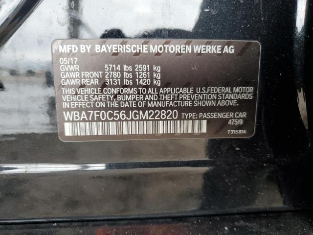 WBA7F0C56JGM22820 - 2018 BMW 750 I أسود صورة 12