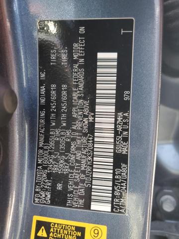 5TDJZRFH3KS708447 - 2019 TOYOTA HIGHLANDER SE BLUE photo 13