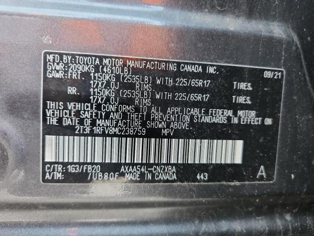 2T3F1RFV8MC238759 - 2021 TOYOTA RAV4 LE GRAY photo 13