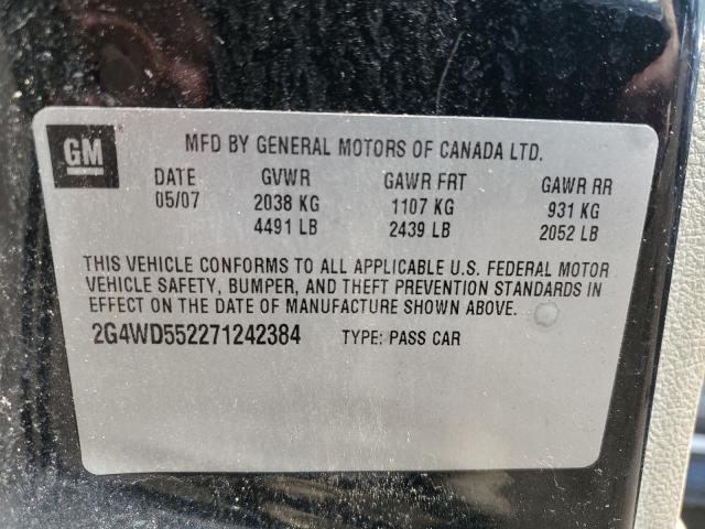 2G4WD552271242384 - 2007 BUICK LACROSSE CXL BLACK photo 12