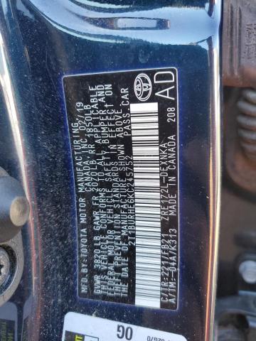 2T1BURHE6KC245752 - 2019 TOYOTA COROLLA L 黑色 照片 12