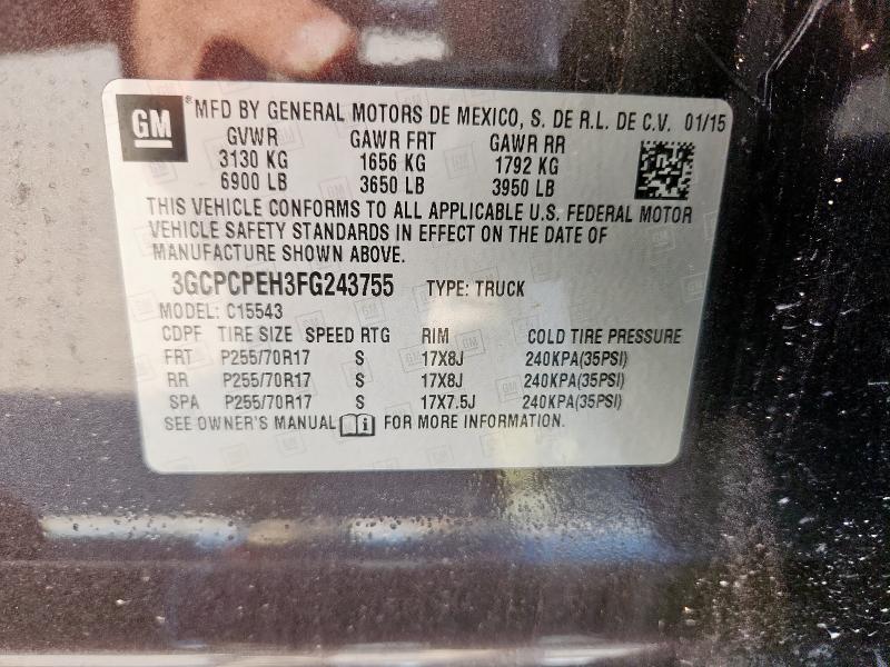 3GCPCPEH3FG243755 - 2015 CHEVROLET SILVERADO C1500 BLACK photo 14