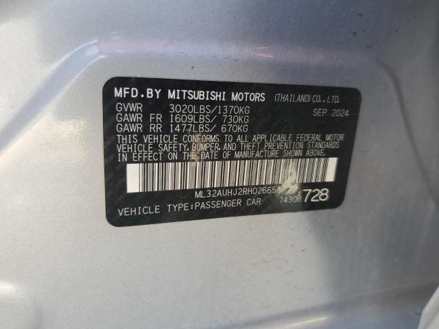ML32AUHJ2RH026658 - 2024 MITSUBISHI MIRAGE ES SILVER photo 12