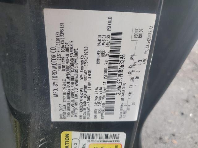 3LN6L5EC9HR663396 - 2017 LINCOLN MKZ RESERVE შავი ფოტო 12