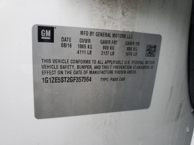 1G1ZE5ST2GF357564 - 2016 CHEVROLET MALIBU LT WHITE photo 12