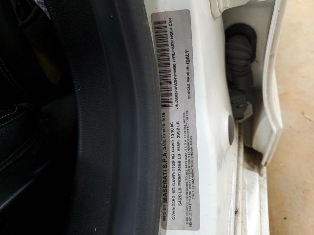 ZAM57RSSXH1218680 - 2017 MASERATI GHIBLI S Blanco foto 12