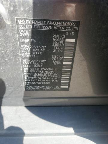 KNMAT2MV3LP531380 - 2020 NISSAN ROGUE S ნაცრისფერი ფოტო 13