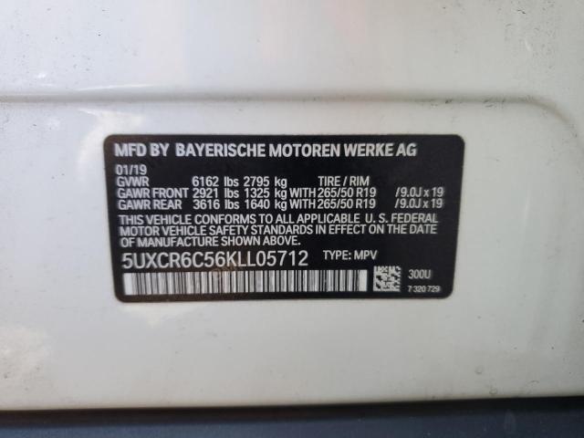 5UXCR6C56KLL05712 - 2019 BMW X5 XDRIVE40I WHITE photo 13