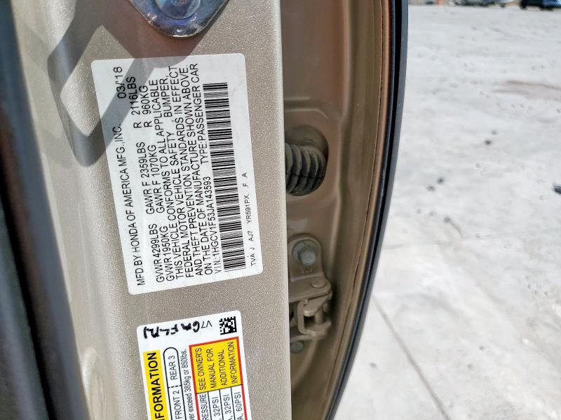 1HGCV1F53JA143593 - 2018 HONDA ACCORD EXL GOLD photo 12