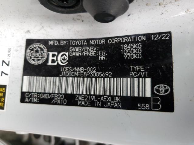 JTDBCMFE8P3005692 - 2023 TOYOTA COROLLA LE Weiß Foto 13