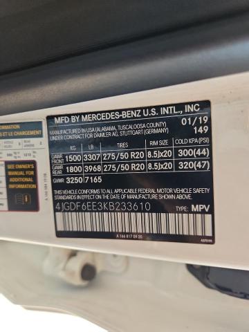 4JGDF6EE3KB233610 - 2019 MERCEDES-BENZ GLS 450 4MATIC WHITE photo 12