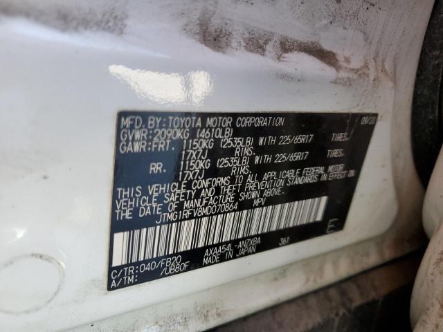 JTMG1RFV8MD070864 - 2021 TOYOTA RAV4 LE WHITE photo 12