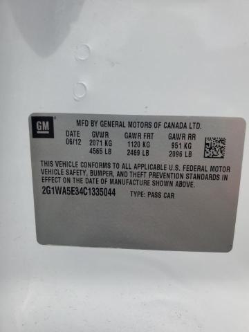 2G1WA5E34C1335044 - 2012 CHEVROLET IMPALA LS WHITE photo 12