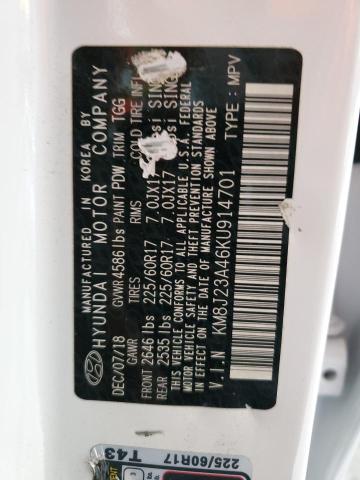 KM8J23A46KU914701 - 2019 HYUNDAI TUCSON SE WHITE photo 14