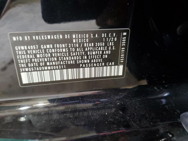 3VWG57AU9MM006311 - 2021 VOLKSWAGEN GOLF შავი ფოტო 12