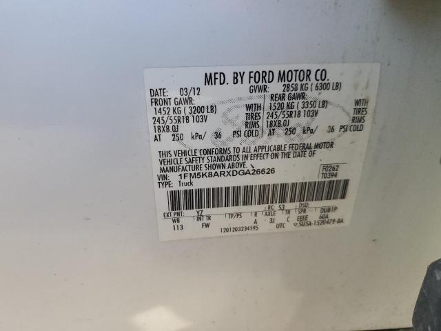 1FM5K8ARXDGA26626 - 2013 FORD EXPLORER POLICE INTERCEPTOR Ağ foto 13