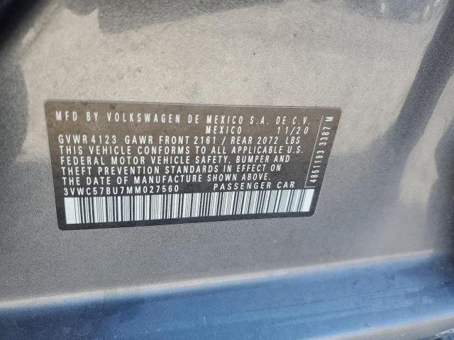 3VWC57BU7MM027560 - 2021 VOLKSWAGEN JETTA S Grau Foto 12