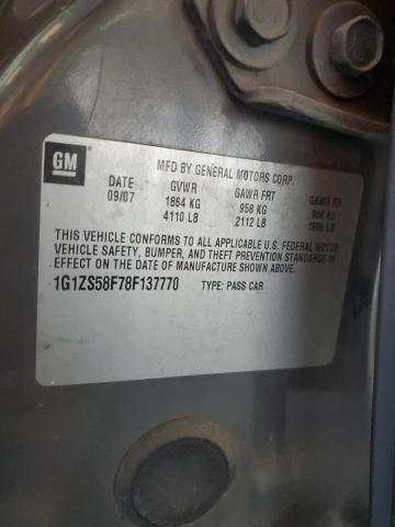 1G1ZS58F78F137770 - 2008 CHEVROLET MALIBU LS ნაცრისფერი ფოტო 12