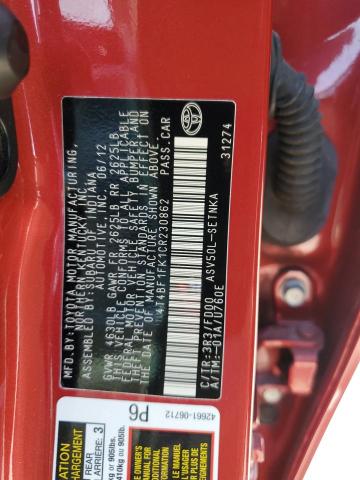 4T4BF1FK1CR230862 - 2012 TOYOTA CAMRY BASE Qırmızı foto 12