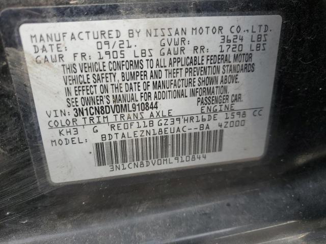 3N1CN8DV0ML910844 - 2021 NISSAN VERSA S BLACK photo 12