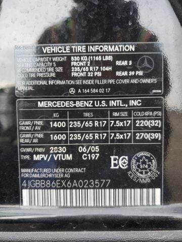 4JGBB86EX6A023577 - 2006 MERCEDES-BENZ ML 350 BLACK photo 13