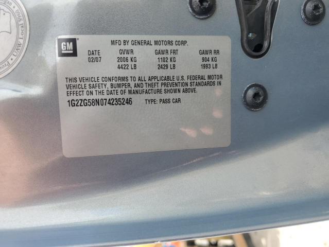 1G2ZG58N074235246 - 2007 PONTIAC G6 BASE BLUE photo 12