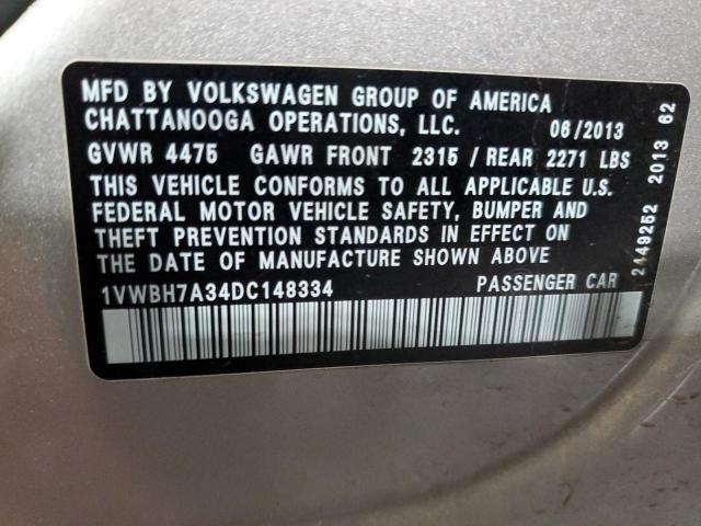 1VWBH7A34DC148334 - 2013 VOLKSWAGEN PASSAT SE Plata foto 12