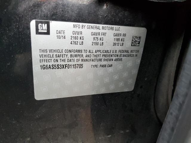 1G6AS5S3XF0115705 - 2015 CADILLAC CTS PERFORMANCE COLLECTION Графитовый фото 13