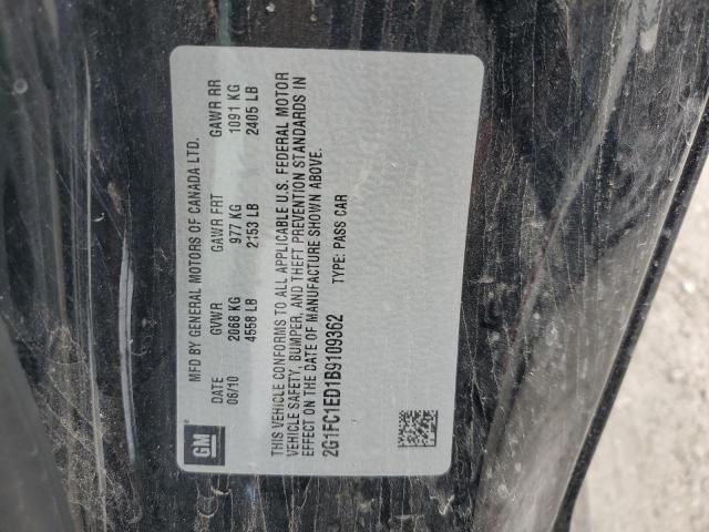 2G1FC1ED1B9109362 - 2011 CHEVROLET CAMARO LT BLACK photo 12