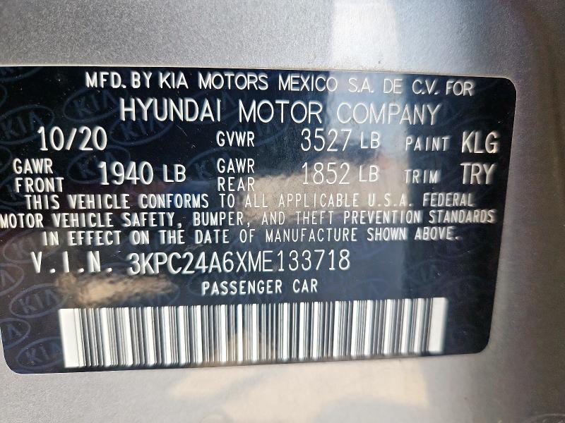 3KPC24A6XME133718 - 2021 HYUNDAI ACCENT SE SILVER photo 13