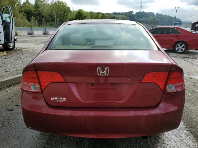 1HGFA165X6L022970 - 2006 HONDA CIVIC LX RED photo 6
