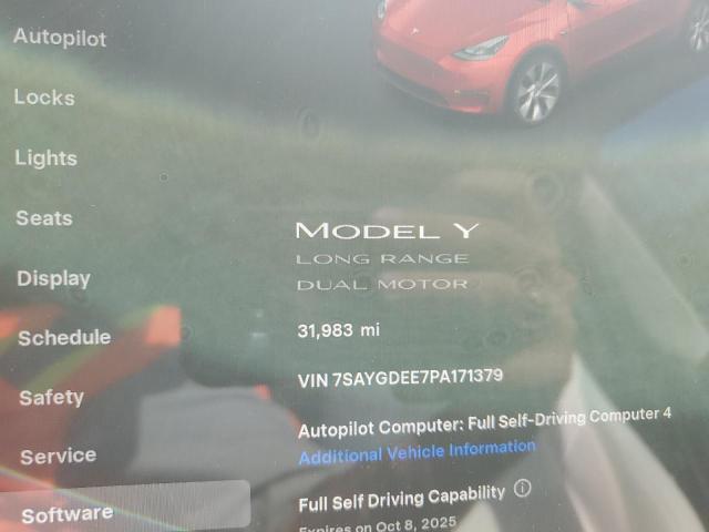 7SAYGDEE7PA171379 - 2023 TESLA MODEL Y Қызыл фото 9