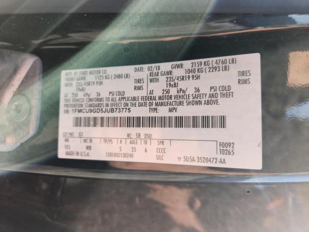 1FMCU9GD5JUB73775 - 2018 FORD ESCAPE SE 黑色 照片 13