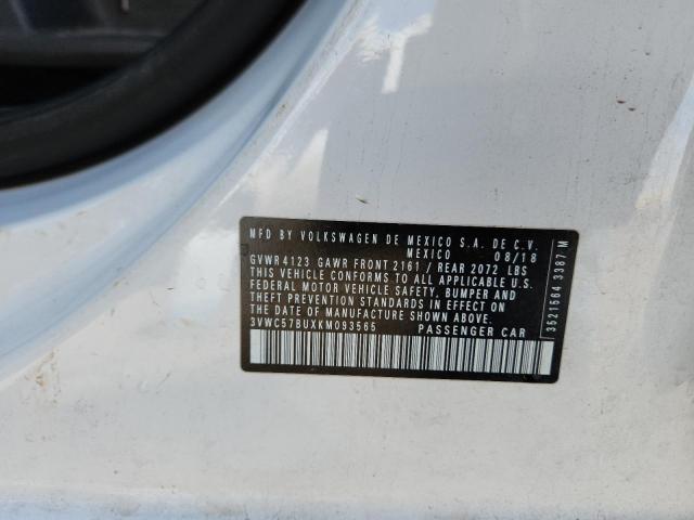 3VWC57BUXKM093565 - 2019 VOLKSWAGEN JETTA S WHITE photo 12