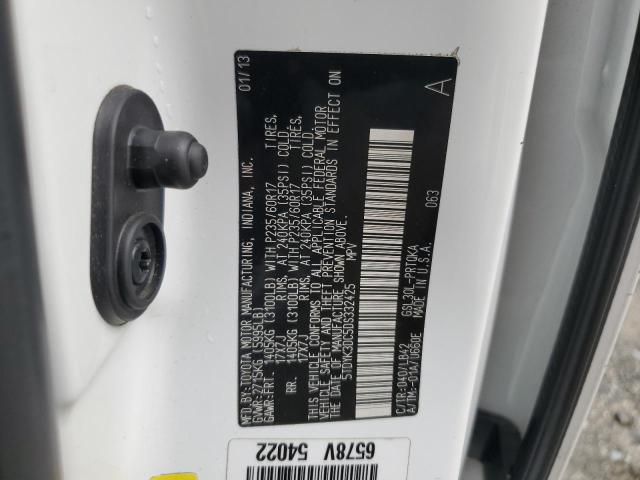 5TDYK3DC5DS332425 - 2013 TOYOTA SIENNA XLE WHITE photo 13