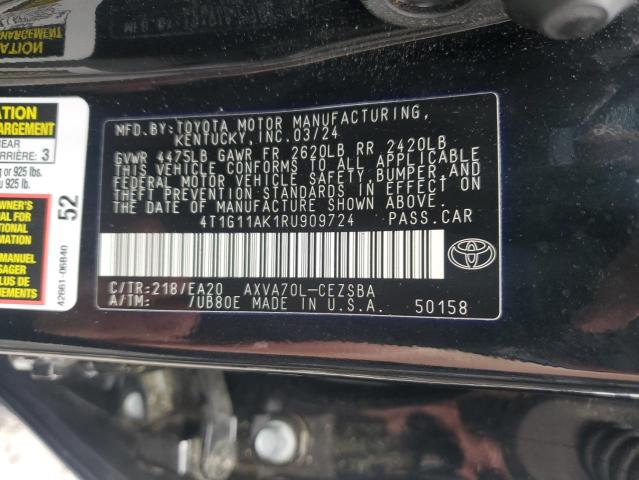 4T1G11AK1RU909724 - 2024 TOYOTA CAMRY SE NIGHT SHADE BLACK photo 13