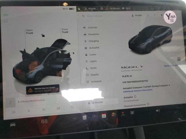 7SAYGDED0SF267132 - 2025 TESLA MODEL Y GRAY photo 9