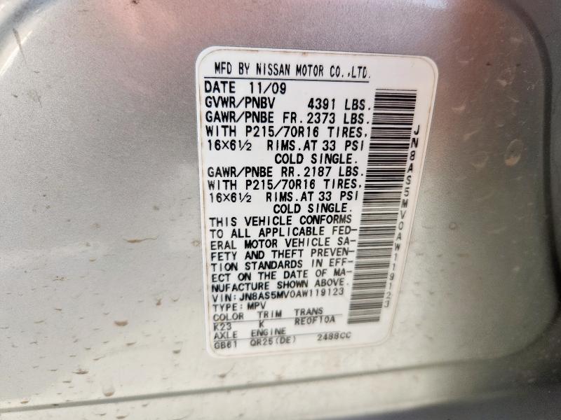 JN8AS5MV0AW119123 - 2010 NISS ROGUE S SILVER photo 13