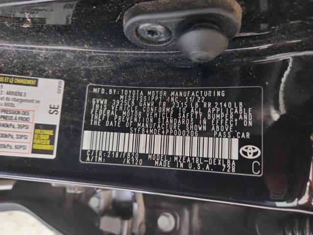 5YFB4MDE4PP000206 - 2023 TOYOTA COROLLA LE Қара фото 12